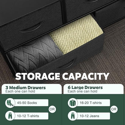Dresser for Bedroom with 9 Drawers, Chest of Drawers, Storage Drawers Organizer - Image 5