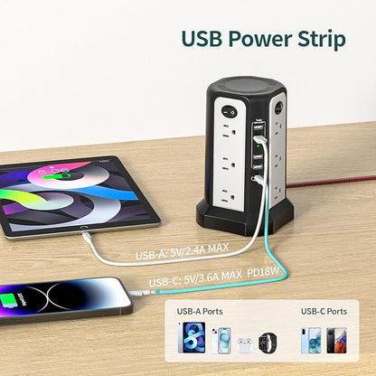 10FT Extension Cord with Multiple Outlets|PASSUS Surge Protector Power Strip - Image 5