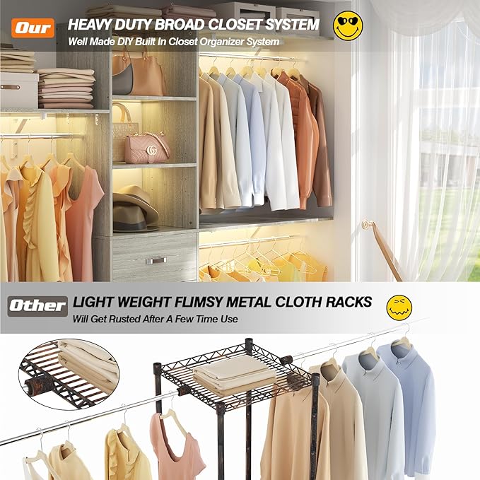 Armocity 96 Inches Closet System, 8FT Walk In Closet Organizer - Image 6