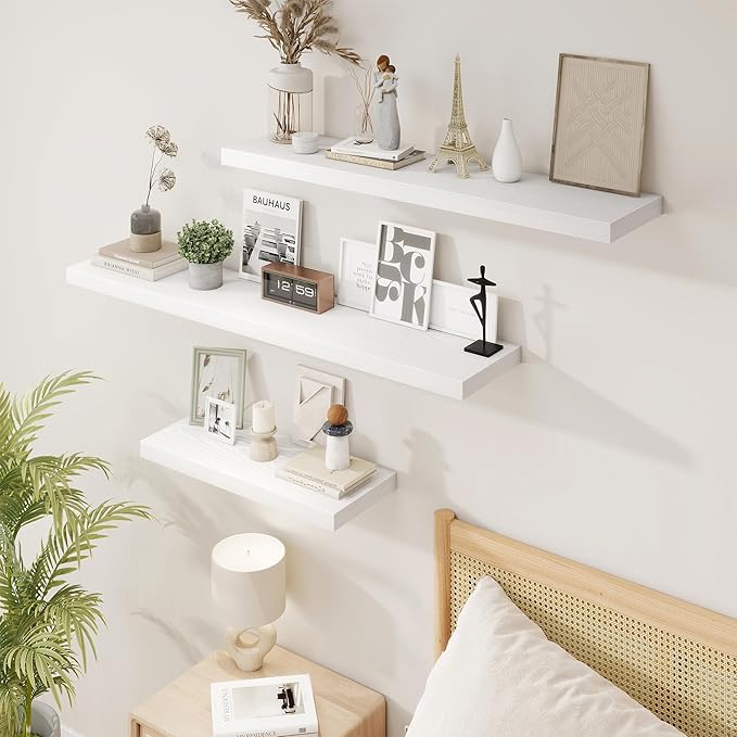 48in Floating Shelves for Wall, 2 Pack Long Wall Mounted Engineered Wood Shelves - Image 7