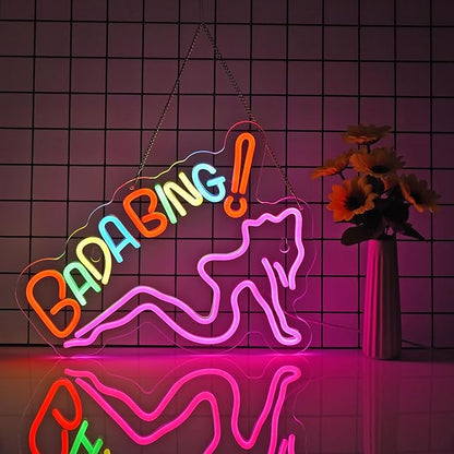 ZODZ Bada Bing Neon Sign for Wall Décor Sopranos Merch Girls Dimmable LED Neon by ZODZ