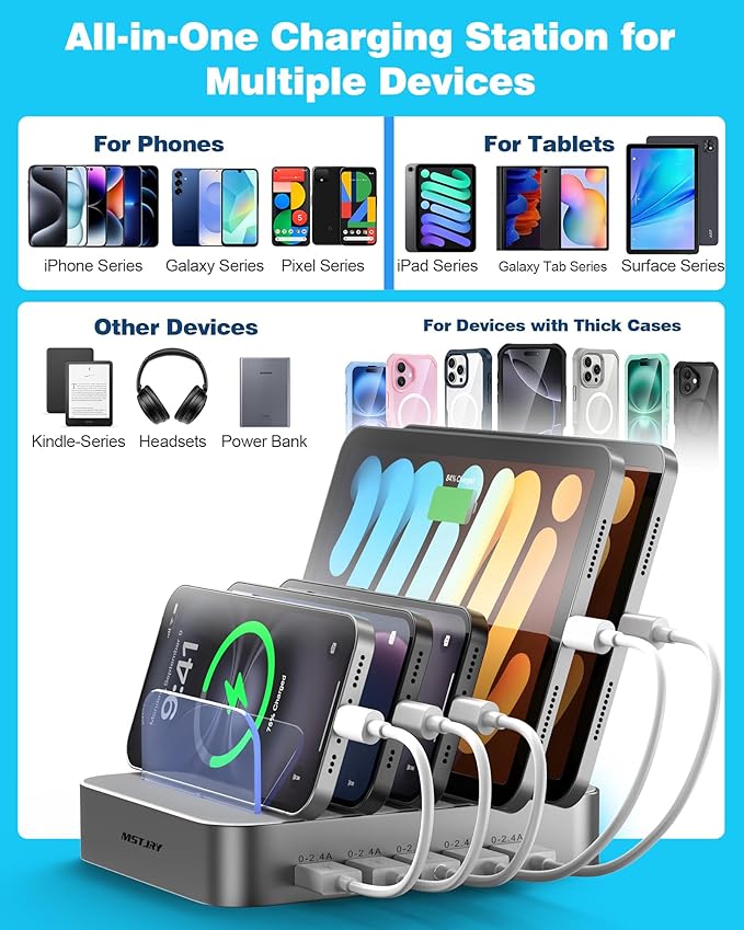 MSTJRY Charging Station for Multiple Devices : 5 Port Multi USB-A Charger - Image 5
