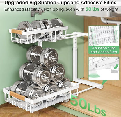 Kitstorack Under Sink Organizer, 2 Packs 2 Tier Under Sink Organizers and - Image 4