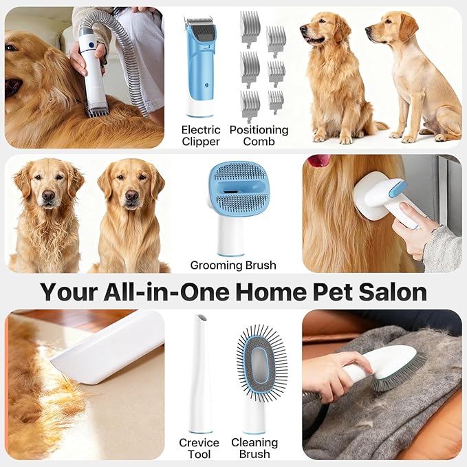 Dog Grooming Kit with Vacuum, 15000Pa Pet Hair Clipper and Shedding Brush - Image 3