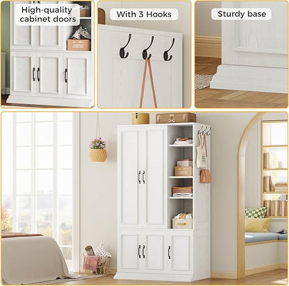 LIKIMIO Armoire Wardrobe Closet 70" H, 5 Doors Bedroom Wooden Wardrobe - Image 6