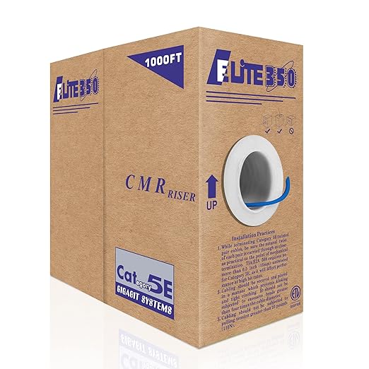 Elite Cat5e Riser, UTP 24AWG, Solid Pure Copper, UL Listed, Bulk Ethernet Cable by InfinityCableProducts