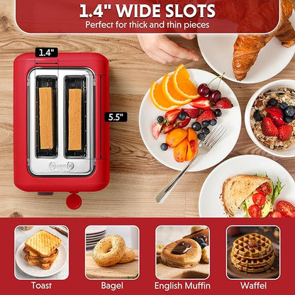 BUYDEEM DT620 2-Slice Toaster, Extra Wide Slots, Retro Stainless Steel - Image 4