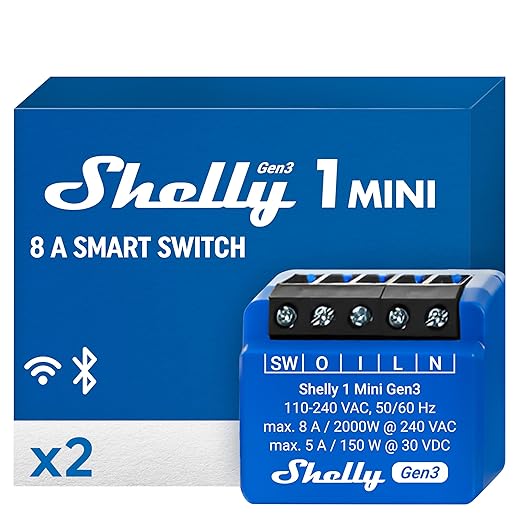 Shelly 1 Mini Gen3 | WiFi Smart Switch Relay 1 Channel 8A | Home Automation | by Shelly