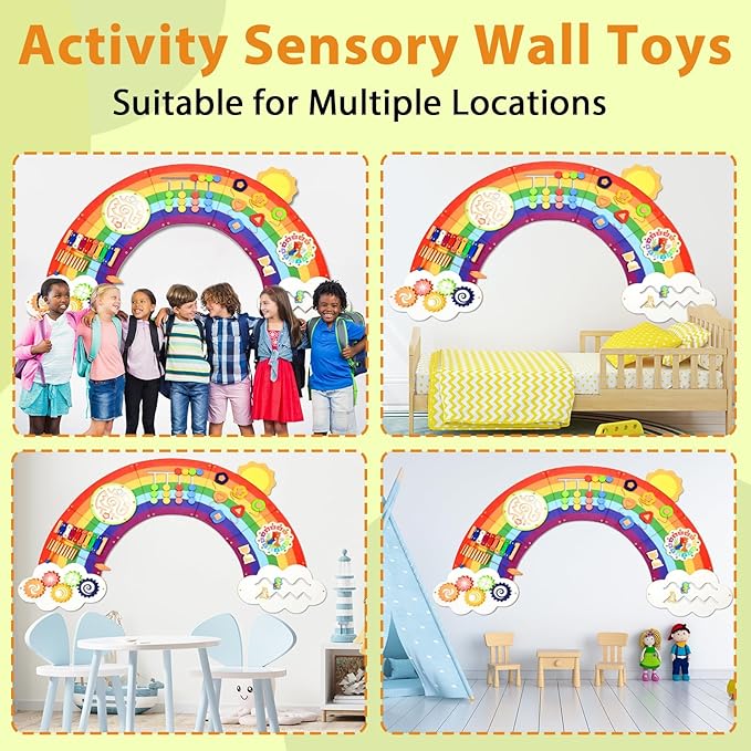 5FT Large Sunshine Rainbow Wooden Activity Wall Panel Christmas Gift - Image 6