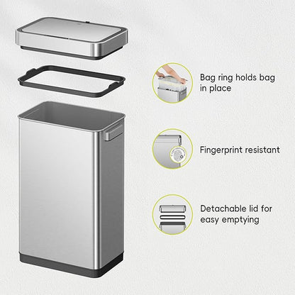 EKO Deluxe Mirage-T 50 Liter / 13.2 Gallon Touchless Rectangular Motion Sensor - Image 8