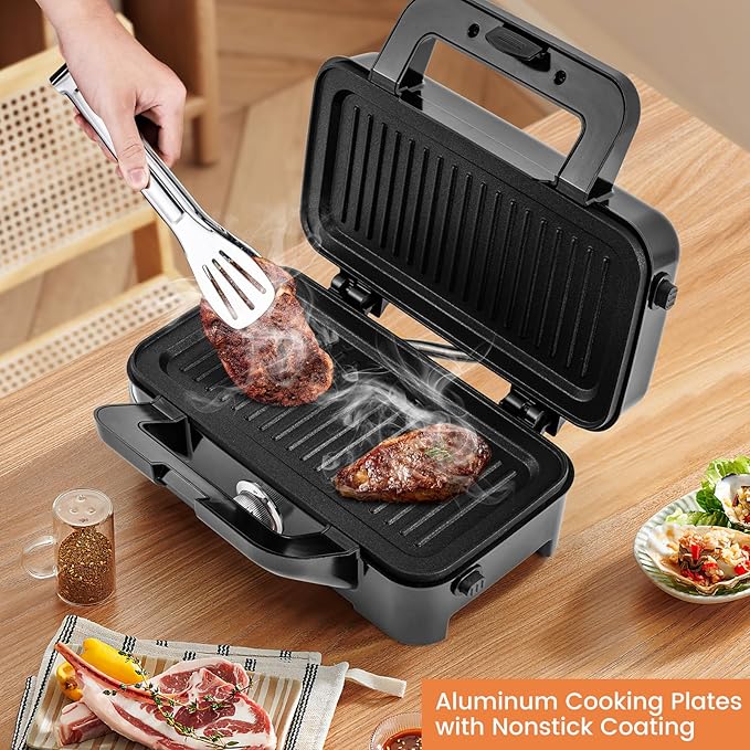 BECOMFORT 3 in 1 Waffle Maker, Sandwich Press w/3 Removable Non-stick Plates - Image 2