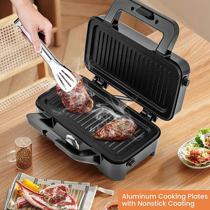 BECOMFORT 3 in 1 Waffle Maker, Sandwich Press w/3 Removable Non-stick Plates - Image 2