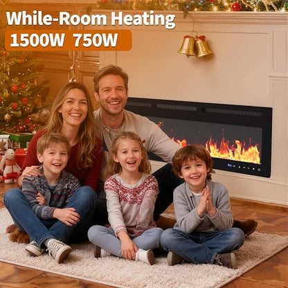 50" Smart Electric Fireplace Wall Mount, 1500w Heater - Image 2