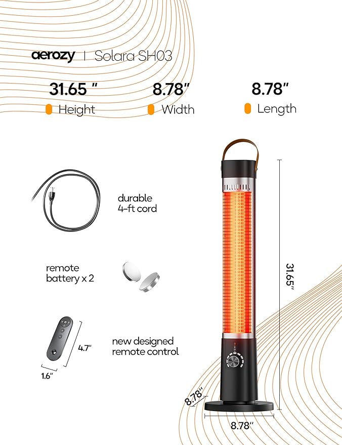 Patio Heater for Outdoor Use, Infrared Electric Outdoor Heater, 1500W Instant - Image 9