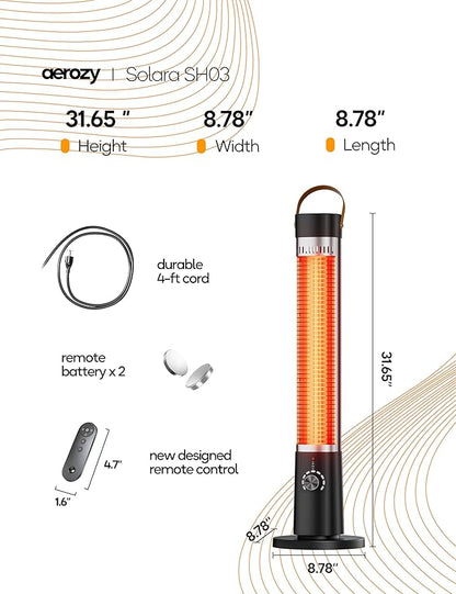 Patio Heater for Outdoor Use, Infrared Electric Outdoor Heater, 1500W Instant - Image 9