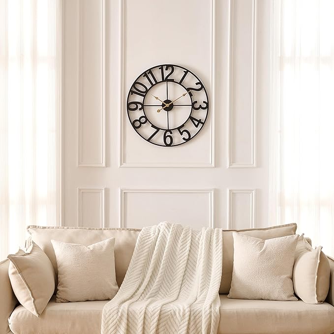 Alarmore Wall Clocks for Living Room Decor, Large Wall Clock Silent Battery by Alarmore