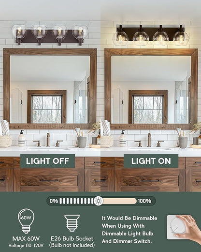 METWET Bathroom Light Fixtures Over Mirror, 4-Light Oil Rubbed Bronze Bathroom - Image 5