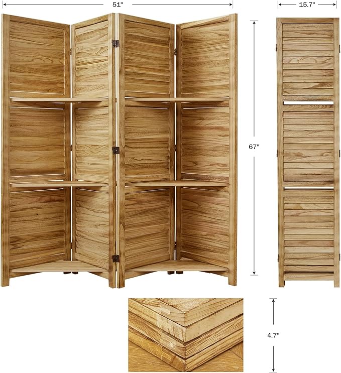 Partition Room Dividers, 67 * 51inch Folding Wood Privacy Screen - Image 6