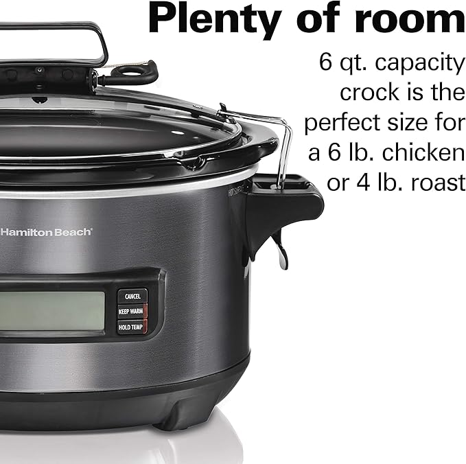 Hamilton Beach Portable 6 Quart Set & Forget Digital Programmable Slow Cooker - Image 6