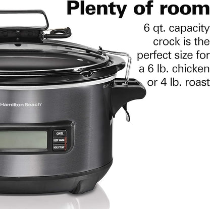 Hamilton Beach Portable 6 Quart Set & Forget Digital Programmable Slow Cooker - Image 6