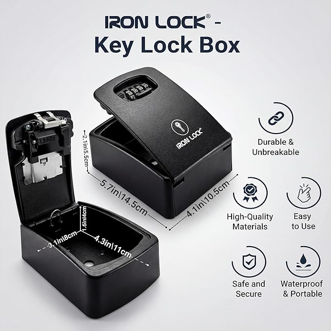 Iron Lock® Key Lock Box XXL Wall Mount – Waterproof Outdoor Key Safe - Image 4