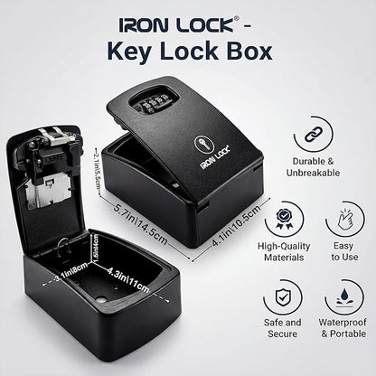 Iron Lock® Key Lock Box XXL Wall Mount – Waterproof Outdoor Key Safe - Image 4