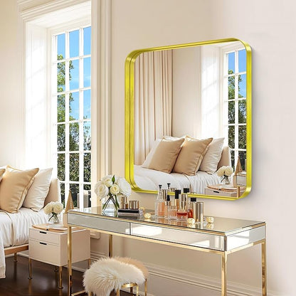 CIRCUMI Gold Bathroom Mirror, Rounded Corner, Tempered Glass, Mirror - Image 2