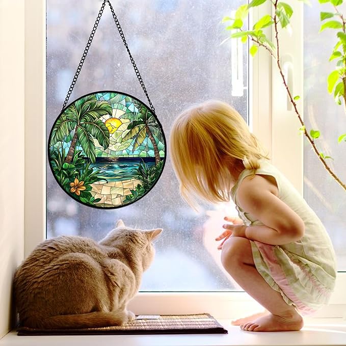 DASTOLL Stained Glass Window Hanging, and Mom 9.8 in - Image 3