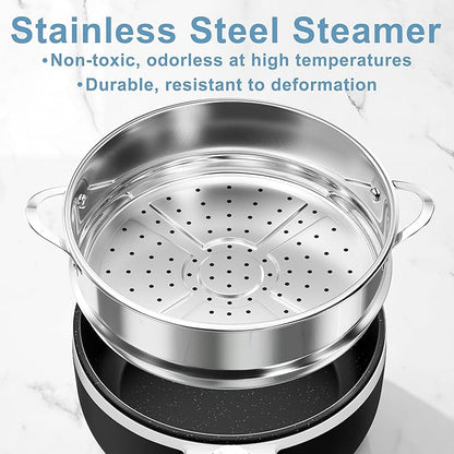 Dezin Hot Pot Electric with Steamer Upgraded, Non-Stick Sauté Pan, Rapid - Image 3