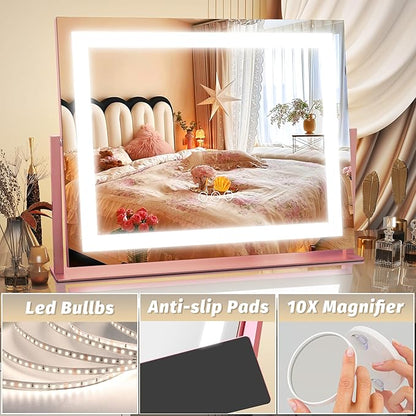 FENNIO Vanity Mirror with Lights 22''x18'' Makeup Mirror with Lights, Lighted - Image 5