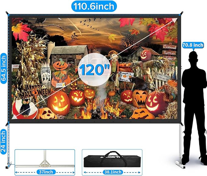 Projector Screen Outdoor, JWSIT 120 inch Outdoor Movie Screen-Upgraded 3 Layers - Image 3