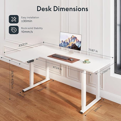 SANODESK 4-Leg L Shaped Standing Desk, Electric Height Adjustable Desk - Image 3