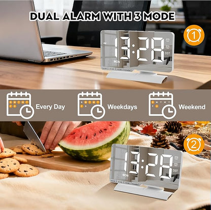 SZELAM Digital Clock, Alarm Clock Bedside, 7.3'' Large LED Mirror - Image 7