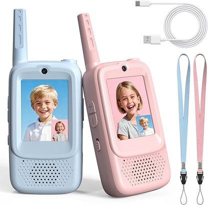 Rush Deer Video Walkie Talkies for Kids, 2 Pack Rechargeable Video Intercom by RushDeer