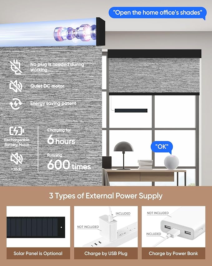 Kincmo Motorized Blinds with Remote, 100% Blackout Motorized Roller Shades Work - Image 5