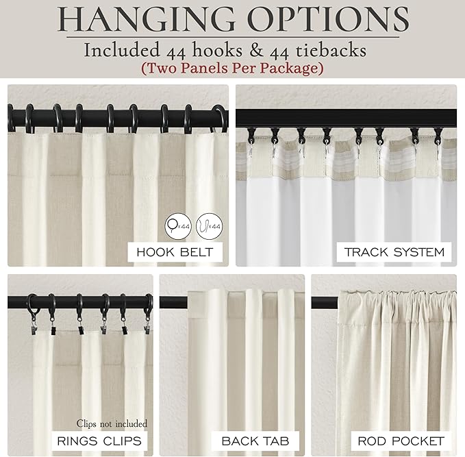 Cute Blackout Curtains 60 Inches Extra Wide Linen 84 Inch Length - Image 5