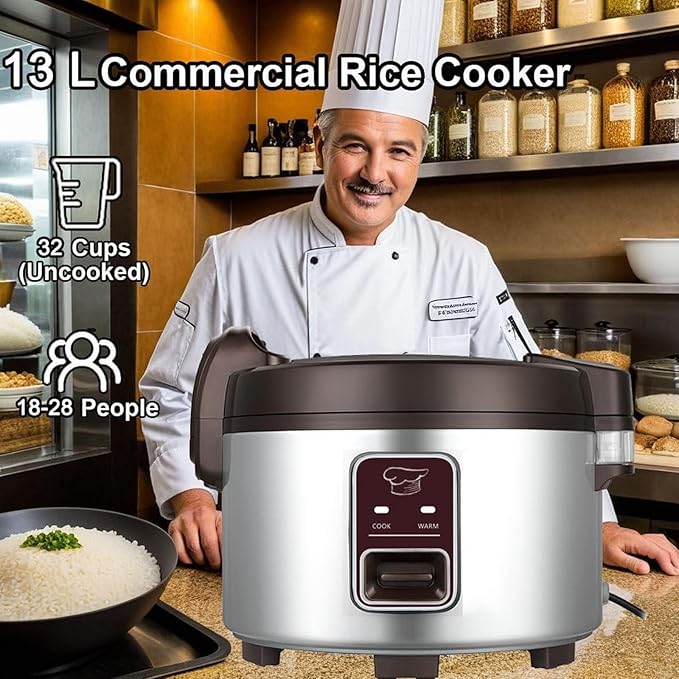 13.8 QT Large Commercial rice cooker 65 cups cooked 32 cups uncooked rice - Image 2