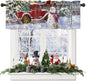 Christmas Curtain For Kitchen Windows Snowman Xmas Kitchen Curtain Valances Red Truck with Christmas Tree Window Curtain Treatment Short Topper Curtains Seasonal Valance Christmas Decor,42 x12 inch