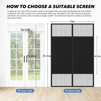 Magnetic Screen Door 72"x80" Blackout – Privacy Protection, Powerful Magnets - Image 2