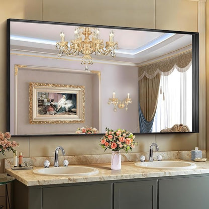CIRCUMI Black Bathroom Mirror, Brushed Finish, Tempered Glass, Large Mirror by CIRCUMIMirror