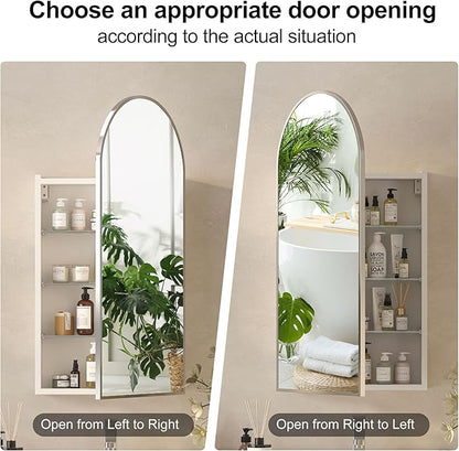Arched Medicine Cabinets with Mirror, Wall Mounted Brushed Nickel Mirror Cabinet - Image 4