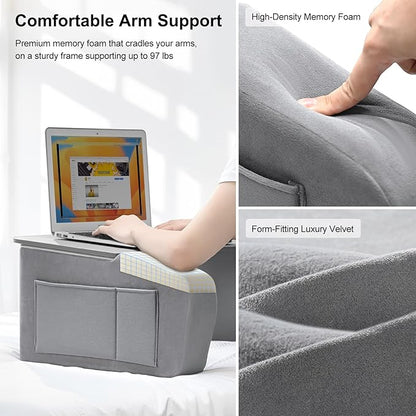 Reading Pillow for Gaming with Ergonomic Arm Rests, Wooden Lap Desk for Laptop - Image 5