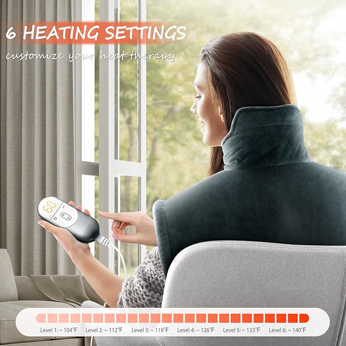 Neck Heating Pad Gifts for Dad, XL Weighted Shoulder Heat Pad, Back Pain Relief - Image 3