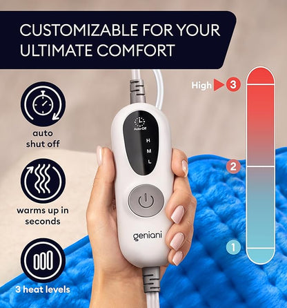 GENIANI Electric Heating Pad for Back Pain & Cramps Relief, Electric Throw - Image 4