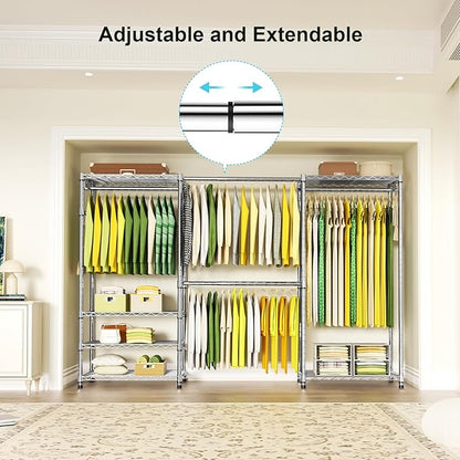 Ulif E1 Heavy Duty Closet Garment Rack, 6 Tiers Adjustable Metal Freestanding - Image 3