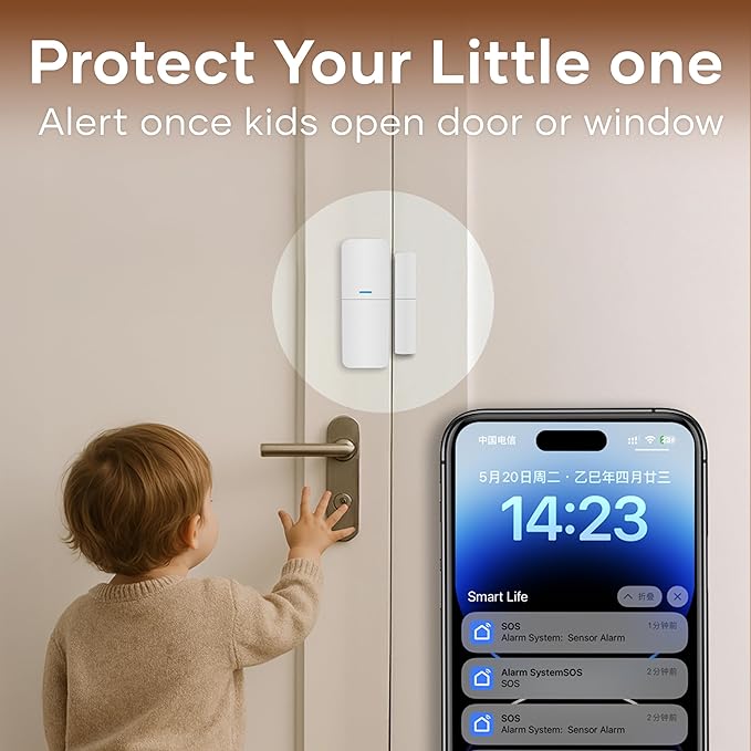 tolviviov WiFi Smart Door/Window Alarm System 8-Piece Kit – App Alerts - Image 4
