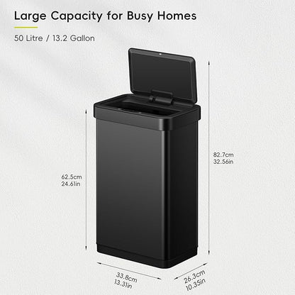 EKO EcoNova 13.2 Gallon/ 50L Automatic Sensor Kitchen Trash Can, Stainless - Image 3