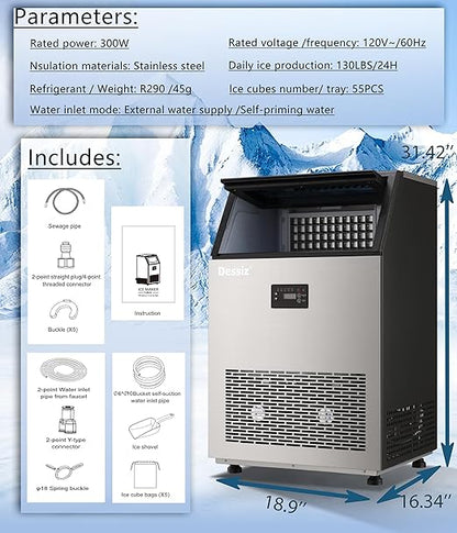 Commercial Ice Maker Machine, 130Lbs/24H - Image 7