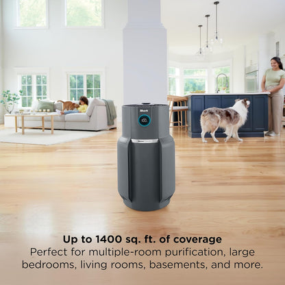 shark neverchange air purifier max, hp301, grey showing dimensions