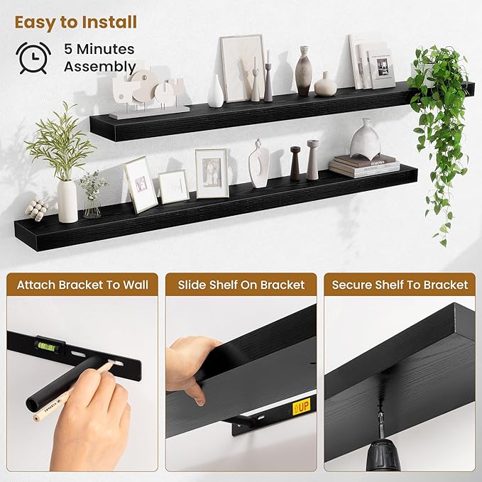 Fun Memories 55 Inch Floating Shelves Bedroom, Large Extra Floating Shelf Set - Image 5